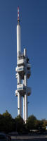 Composite of Žižkov TV Tower, with crawling babies by David Černý
