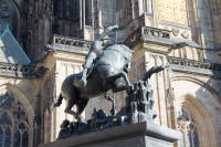 St George statue in the third courtyard of Prague Castle