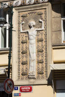 Art deco sculpture on building on Kaprova