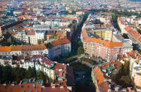 Škroupovo nám from observatory of Zižkov TV Tower