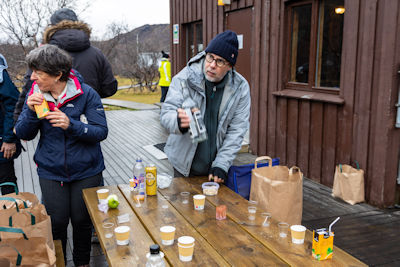 Tour guide Kristján Einvarður Karlsson with Icelandic delicacies