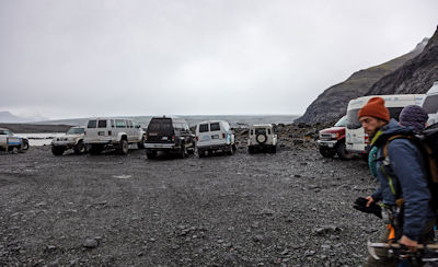 Car park and Breiðamerkurjökull glacier