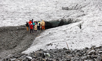 Emerging from the ice cave