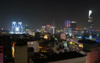 Ho Chi Minh city at night from the roof of the Golden Central Saigon hotel