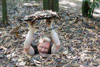 Cross-eyed tourist tries the hiding place