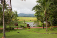 View from the hotel reception building to the hills