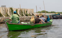 Emily & Jamie Searson, Linda & Martin and Effi in their tour boat