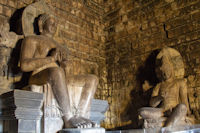 Statues of Dhyani Buddha Vairocana and Boddhisatva Vajrapani inside Mendut