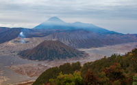Mount Bromo and Mount Batok, with Mount Semeru in the background