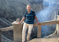 Tourist at the crater rim of Mount Bromo