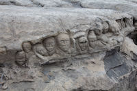 Face carvings in the ash