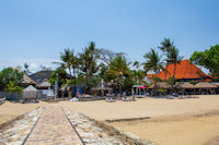 Panorama of the Puri Santrian's beach-side restaurant area