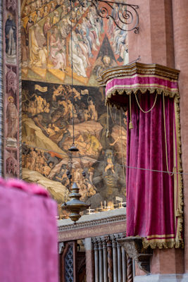 Controversial Last Judgement painting in the Basilica di San Petronio showing a Muslim