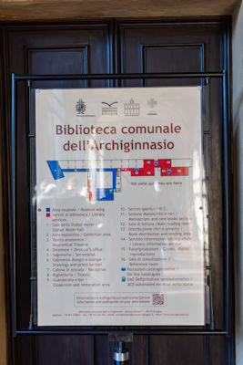 Map of the library of the Palazzo dell'Archiginnasio