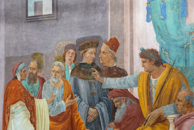Detail of Disputation with Simon Magus and Crucifixion of St Peter by Filippino, with Ron Weasley