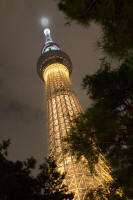 From the base of the Skytree at night