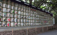 Barrels of sake offered to the Shinto deities