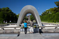Cenotaph for A-Bomb Victims, Flame of Peace, and atomic bomb dome