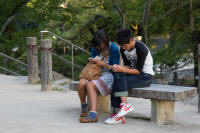Impressed onlookers of Hiroshima castle