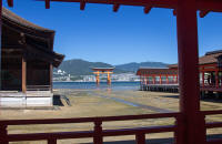 O-torii “floating” gate at medium tide from Itsukushima-jinja shrine