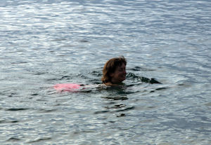 Magda swimming in Lake Garda