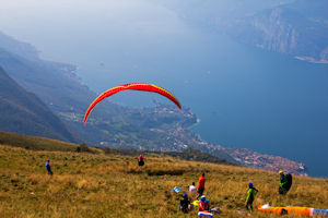 Paraglider launch, Malcesine in background