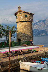 Panorama of harbour at Cassone with Torricella (Toresela) on left