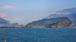 Limestone outcrop between Riva and Torbole from the ferry approaching Riva