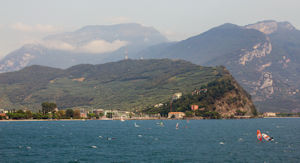 Limestone outcrop between Riva and Torbole from the ferry approaching Riva