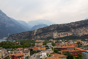 Panorama of limestone outcrop between Riva and Torbole from Torbole