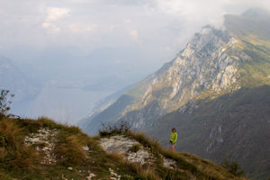Magda and hazy view of the north end of Lake Garda
