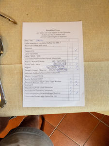 Breakfast choice list