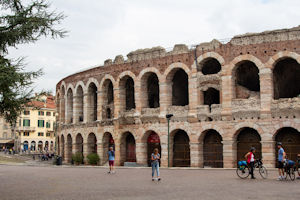 Panorama of exterior of Verona Arena