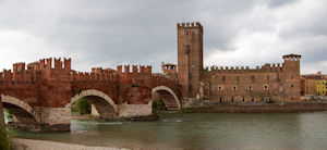 Panorama of Ponte di Castelvecchio and Castelvecchio Castello Scaligero