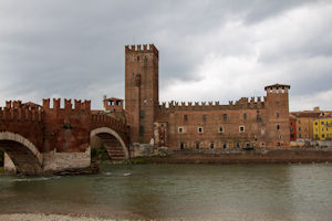 Panorama of Ponte di Castelvecchio and Castelvecchio Castello Scaligero