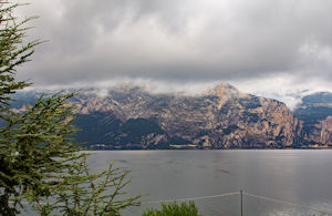 Panorama of morning cloud across Lake Garda