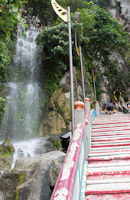 Waterfall beside the steps leading up to the Temple Cave
