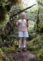 A tourist in the mossy forest