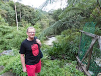Tourist by Thompson waterfalls, Brinchang