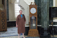 Infidel in the mosque, with inaccurate clock