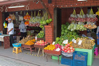 Highway service station stall selling durian and other fruit