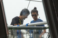 Bungy jumpers preparing