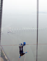 Bungy jumper falling past 58th floor