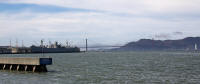 S. S. Jeremiah O’Brien freedom ship and Golden Gate Bridge from Pier 39