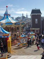 Looking down Pier 39 to downtown