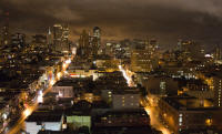 Hotel room view at night