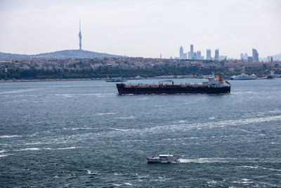 The Çamlıca TV tower and shipping on the Bosphorus