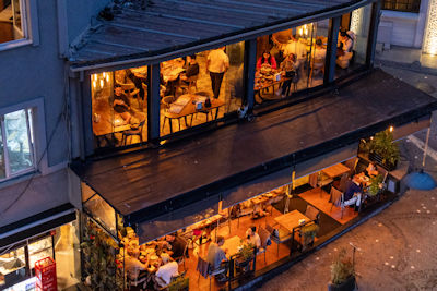 Restaurant over the road from room 409 of the Hotel Grand Yavuz