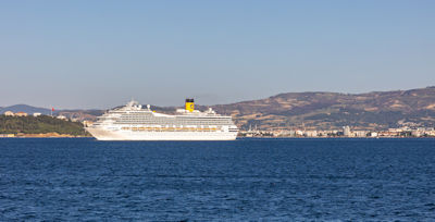 A cruise liner heading up the Dardanelles