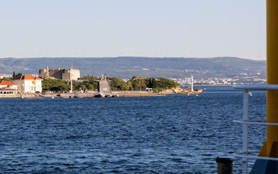 Submarine moored at the Çanakkale naval museum